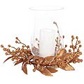 Orange Glitter Laurel Leaf Hurricane with Glass