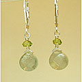 Silver Aquamarine and Peridot Leverback Earrings (USA)