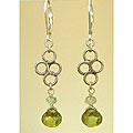 Silver Peridot and Aqumarine Faceted Drop Earrings (Dominican Republic)