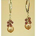 Silver Garnet and Pink Freshwater Pearl Earrings (USA)