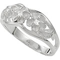 Sterling Silver Cubic Zirconia Plumeria Ring
