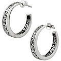 Sterling Silver Carved Flowing Hoop Earrings