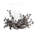 Taupe Glitter Laurel Leaf Hurricane with Glass