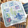 Deep Blue Sea Stamped Cross Stitch Crib Cover Kit