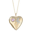14k Goldfill Pink Stone 'I Love You' Heart Locket