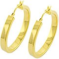 Goldkist 18k Gold over Silver Flat Hoop Earrings