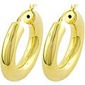 Goldkist 18k Gold over Silver Tube Hoop Earrings