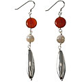 Carnelian and White Agate Dangle Earrings