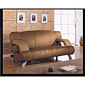 Gracie Microfiber Brown Finish Adjustable Sofa