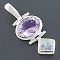 Chandra's Sterling Silver Amethyst/ Moonstone Pendant (India)