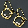14k Gold over Silver Diamond-shaped CZ Earrings (China)