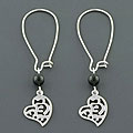 Sterling Silver 'I Heart You' Black Onyx Earrings (China)