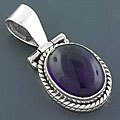 Sterling Silver Cabochon Amethyst Pendant (India)