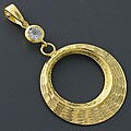 Cubic Zirconia Golden Silver Circle Pendant (China)