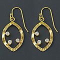 14k Gold over Silver Almond Cubic Zirconia Earrings (China)