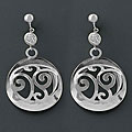 Silver Cubic Zirconia Curved Lacework Earrings (China)
