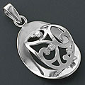 CZ and Silver Detailed Curved Pendant (China)