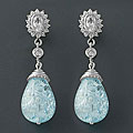 CZ and Blue Ice Glass Silver Earrings (China)