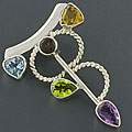 Sterling Silver Multi-gemstone Pendant (India)