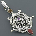 Sterling Silver Multi-gemstone Pendant (India)