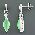 Silver Green Chalcedony CZ Earrings (China)