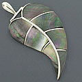Sterling Silver Mother of Pearl Leaf Pendant (Indonesia)