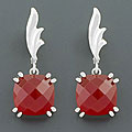 Sterling Silver Faceted Carnelian Earrings (China)