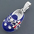 Sterling Silver Enameled CZ Shoe Pendant (Thailand)
