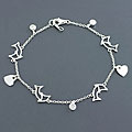 Dolphin Hearts CZ Silver Bracelet (Thailand)