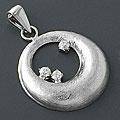 Sterling Silver 'Moon Cradle' Cubic Zirconia Pendant (China)