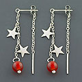 Sterling Silver 'Mars and Stars' Carnelian Earrings (China)