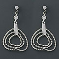 Silver Cubic Zirconia Hearts Strings Earrings (China)