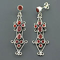 Sterling Silver Garnet Long Earrings (India)