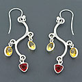 Sterling Silver Citrine and Garnet Vine Earrings (India)