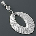 Sterling Silver Cubic Zirconia Leaf-shaped Pendant (China)