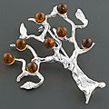 Sterling Silver Cognac Amber Tree Brooch (Poland)