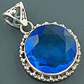 Sterling Silver Blue Quartz Solitaire Pendant (India)