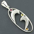 Sterling Silver Multi-stone Pendant (India)
