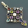 Unique Sterling Silver Multistone Pendant (India)