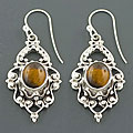 Sterling Silver Tiger's Eye Earrings (India)