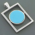 Sterling Silver 'Shapes' Turquoise Pendant (China)