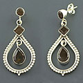 Sterling Silver Smokey Quartz Raindrop Earrings (India)