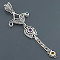 Sterling Silver Multi-gemstone Long Pendant (India)