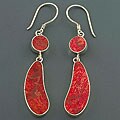 Sterling Silver Red Sea Coral Earrings (Indonesia)