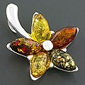 Sterling Silver Multicolor Baltic Amber Pendant (Poland)