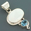 Sterling Silver Mother of Pearl and Topaz Pendant (Indonesia)