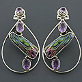 Sterling Silver Mother of Pearl and Amethyst Earrings (India)