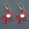 Sterling Silver Red Sea Coral Flower Earrings (Indonesia)