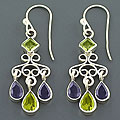 Sterling Silver Iolite and Peridot Earrings (India)