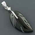 Silver 'Raven Feather' Black Onyx Pendant (China)